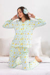 Zivame Crazy Farm Knit Cotton Pyjama Set- Aqua Blue N Print — thumbnail 4