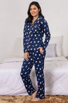Zivame Retro Gadget Knit Cotton Pyjama Set - Navy N Print — thumbnail 2