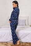 Zivame Retro Gadget Knit Cotton Pyjama Set - Navy N Print — thumbnail 3