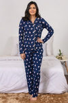 Zivame Retro Gadget Knit Cotton Pyjama Set - Navy N Print — thumbnail 6