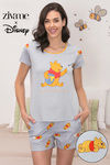 Zivame x Disney Winnie The Pooh Cotton Shorts Set - Grey N Print — thumbnail 1