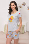 Zivame x Disney Winnie The Pooh Cotton Shorts Set - Grey N Print — thumbnail 2