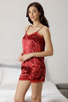 Zivame Satin Chic Satin Shorts Set - Maroon — thumbnail 3