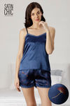 Zivame Satin Chic Satin Phorts Set - Navy — thumbnail 1