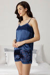 Zivame Satin Chic Satin Phorts Set - Navy — thumbnail 2