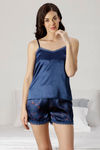 Zivame Satin Chic Satin Phorts Set - Navy — thumbnail 6