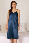 Zivame Satin Chic Knee Length Nightdress - Navy — thumbnail 1