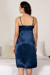 Zivame Satin Chic Knee Length Nightdress - Navy — thumbnail 2
