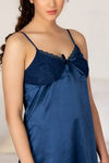 Zivame Satin Chic Knee Length Nightdress - Navy — thumbnail 5