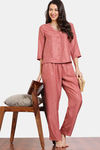 Zivame Coral Glaze Woven Pyjama Set - Cinnabar — thumbnail 1