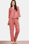 Zivame Coral Glaze Woven Pyjama Set - Cinnabar — thumbnail 2