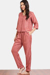 Zivame Coral Glaze Woven Pyjama Set - Cinnabar — thumbnail 3