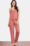 Zivame Coral Glaze Woven Pyjama Set - Cinnabar — thumbnail 2
