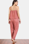 Zivame Coral Glaze Woven Pyjama Set - Cinnabar — thumbnail 4