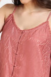 Zivame Coral Glaze Woven Pyjama Set - Cinnabar — thumbnail 5