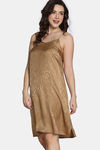 Zivame Vintage Haze Woven Knee Length Nightdress - Beige — thumbnail 3