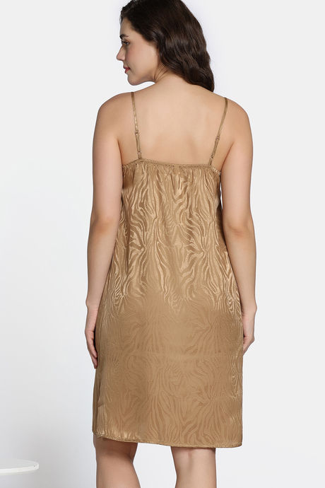 Zivame Vintage Haze Woven Knee Length Nightdress - Beige — image 4