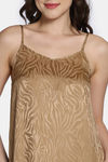 Zivame Vintage Haze Woven Knee Length Nightdress - Beige — thumbnail 5