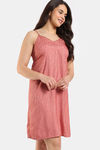 Zivame Coral Glaze Woven Knee Length Nightdress - Cinnabar — thumbnail 3