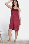 Zivame Vintage Haze Woven Knee Length Nightdress - Maroon — thumbnail 2