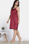 Zivame Vintage Haze Woven Knee Length Nightdress - Maroon — thumbnail 3