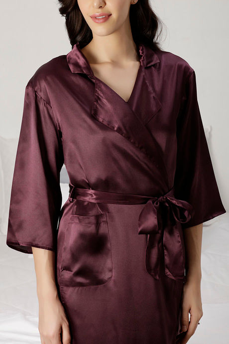 Zivame Satin Chic Satin Robe - Wine — image 5