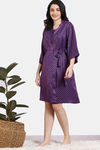 Zivame Checkered Sheen Woven Robe - Wineberry — thumbnail 3