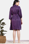 Zivame Checkered Sheen Woven Robe - Wineberry — thumbnail 4
