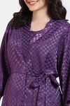 Zivame Checkered Sheen Woven Robe - Wineberry — thumbnail 5