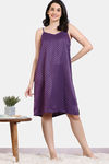 Zivame Checkered Sheen Woven Knee Length Nightdress - Wineberry — thumbnail 2