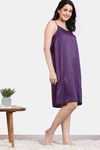 Zivame Checkered Sheen Woven Knee Length Nightdress - Wineberry — thumbnail 3