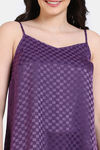 Zivame Checkered Sheen Woven Knee Length Nightdress - Wineberry — thumbnail 5