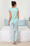 Zivame Sea Life Knit Cotton Pyjama Set- Blue N Print — thumbnail 3