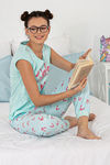 Zivame Sea Life Knit Cotton Pyjama Set- Blue N Print — thumbnail 4