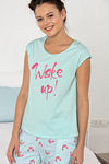 Zivame Sea Life Knit Cotton Pyjama Set- Blue N Print — thumbnail 5