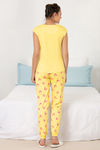 Zivame Sea Life Knit Cotton Pyjama Set- Yellow N Print — thumbnail 3