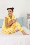 Zivame Sea Life Knit Cotton Pyjama Set- Yellow N Print — thumbnail 4