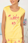 Zivame Sea Life Knit Cotton Pyjama Set- Yellow N Print — thumbnail 5