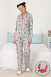 Zivame Sea Life Knit Cotton Pyjama Set- Grey N Print — thumbnail 1