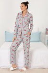 Zivame Sea Life Knit Cotton Pyjama Set- Grey N Print — thumbnail 2