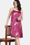 Zivame Paradise Garden Woven Knee Length Nightdress - Cerise — thumbnail 1