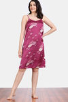 Zivame Paradise Garden Woven Knee Length Nightdress - Cerise — thumbnail 2