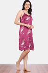 Zivame Paradise Garden Woven Knee Length Nightdress - Cerise — thumbnail 3