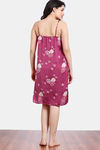 Zivame Paradise Garden Woven Knee Length Nightdress - Cerise — thumbnail 4
