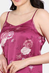 Zivame Paradise Garden Woven Knee Length Nightdress - Cerise — thumbnail 5
