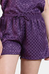 Zivame Checkered Sheen Woven Shorts Set - Wineberry — thumbnail 6