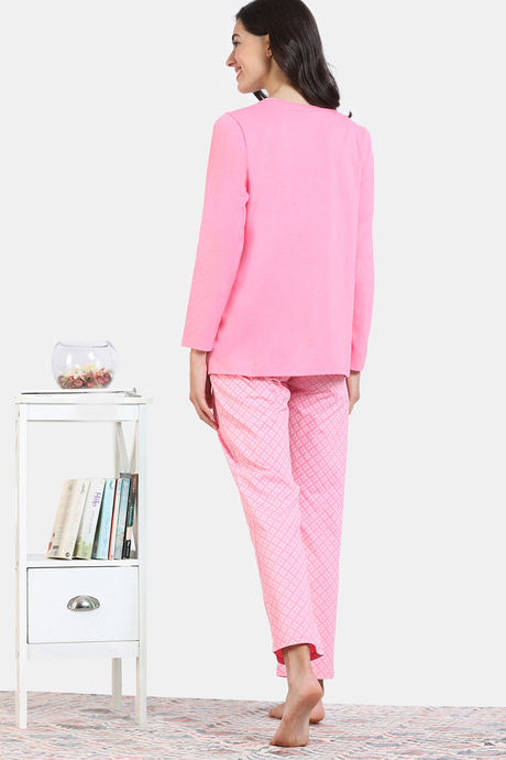 Zivame Maternity Desi Drama Knit Cotton Pyjama Set - Peony — image 3