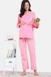 Zivame Maternity Desi Drama Knit Cotton Pyjama Set - Peony — thumbnail 4