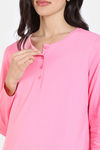 Zivame Maternity Desi Drama Knit Cotton Pyjama Set - Peony — thumbnail 5