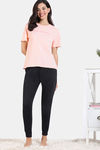 Zivame Friends Knit Cotton Loungewear Set - Caviar — thumbnail 3